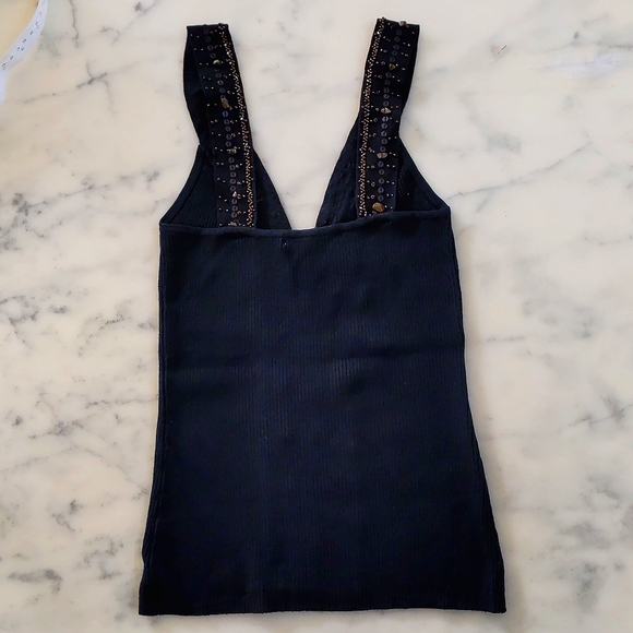 NWT. Knit bustier corset with handmade embroidery beaded sparkling front & strap - Picture 4 of 5